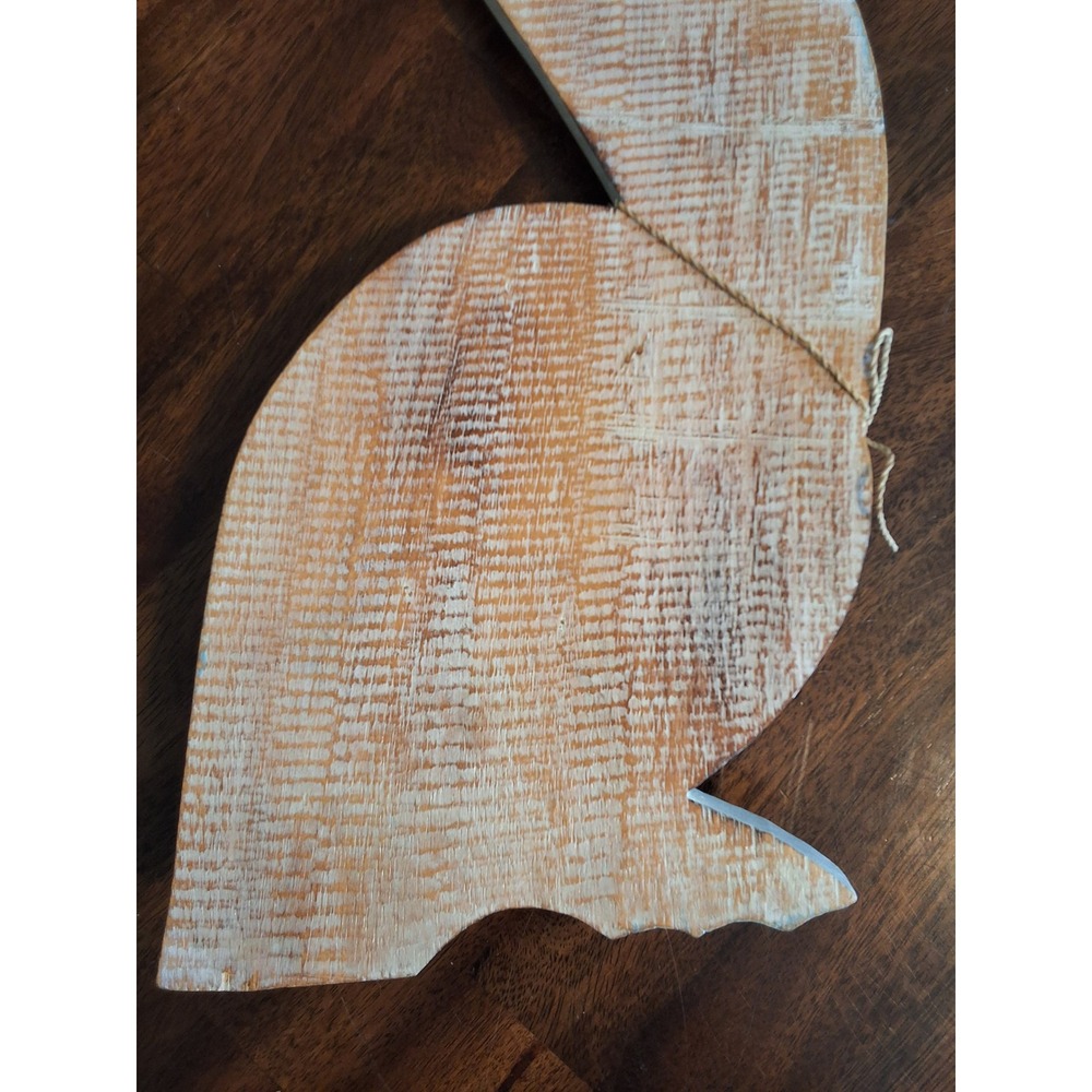 Hand Carved Wooden Pelican Wall Art Coastal Nautical Distressed Blue White 18in - Picture 8 of 8
